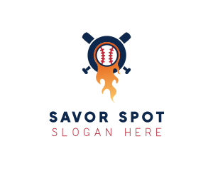 Baseball Sport Flame  logo design