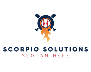 Baseball Sport Flame  logo design