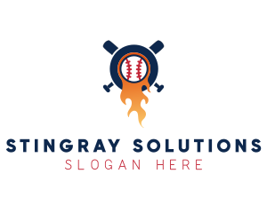 Baseball Sport Flame  logo design