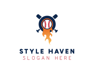 Baseball Sport Flame  logo design