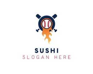 Baseball Sport Flame  logo design