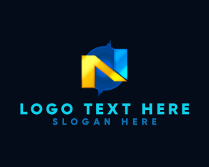 Internet - Metallic Sphere Letter N logo design