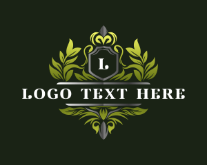 Vintage - Leaf Shield Crest logo design