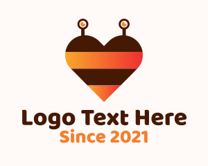Bug - Romantic Bee Heart logo design