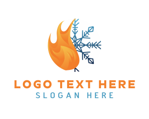 Refrigeration - Flame Snowflake HVAC logo design