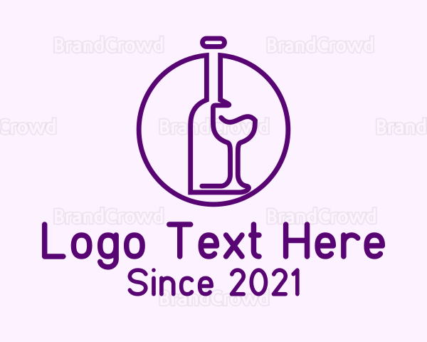 Bottle & Glass Line Art Logo