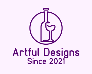 Bottle & Glass Line Art  logo design