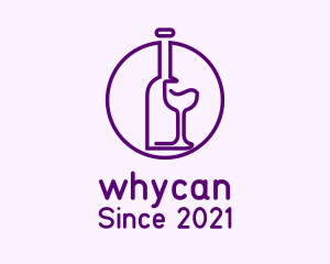 Wine Bar - Bottle & Glass Line Art logo design
