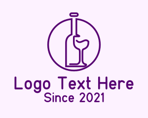 Alcohol - Bottle & Glass Line Art logo design