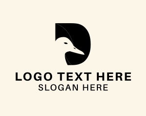 Negative Space - Duck Letter D logo design