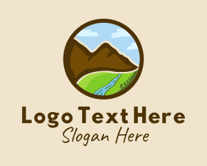 Climbing - Mountain Valley Scenery logo design