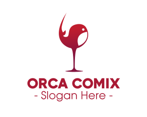 Whale Wine Glass  logo design