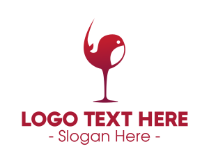 White Wine - Whale Wine Glass logo design
