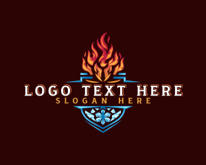 Snow - Fire Ice Shield logo design