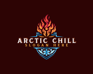 Ice - Fire Ice Shield logo design