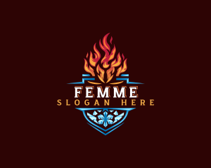 Fire Ice Shield logo design