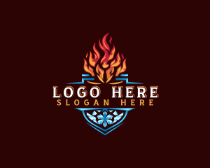 Heating - Fire Ice Shield logo design