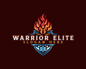Flame - Fire Ice Shield logo design