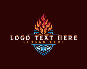 Ice - Fire Ice Shield logo design