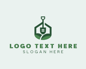 Lawn - House Landscaping Shovel logo design