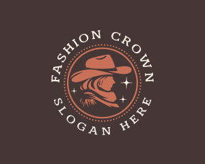 Cowgirl Hat Buckaroo logo design