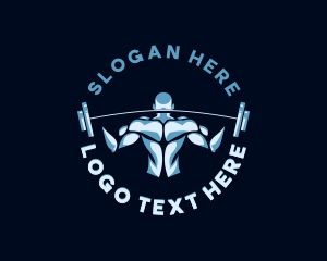 Muscular - Barbell Gym Bodybuilder logo design