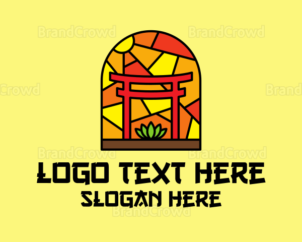 Stained Glass Shinto Shrine Logo