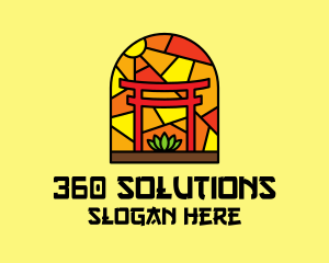 Stained Glass Shinto Shrine  logo design