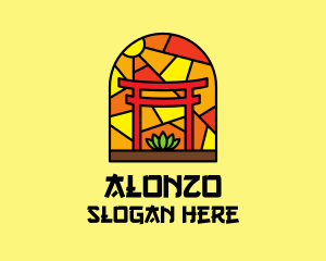 Stained Glass Shinto Shrine  logo design