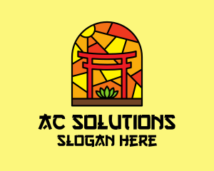 Stained Glass Shinto Shrine  logo design