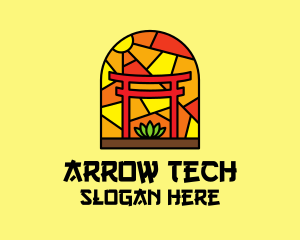 Stained Glass Shinto Shrine  logo design