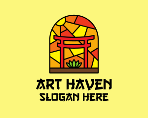 Stained Glass Shinto Shrine  logo design