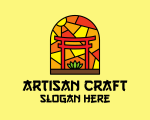 Stained Glass Shinto Shrine  logo design