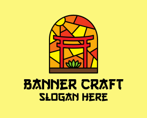 Stained Glass Shinto Shrine  logo design