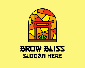 Stained Glass Shinto Shrine  logo design