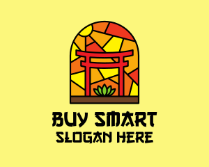 Stained Glass Shinto Shrine  logo design