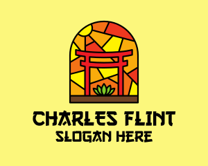 Stained Glass Shinto Shrine  logo design