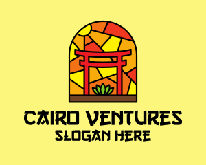 Stained Glass Shinto Shrine  logo design