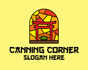 Stained Glass Shinto Shrine  logo design