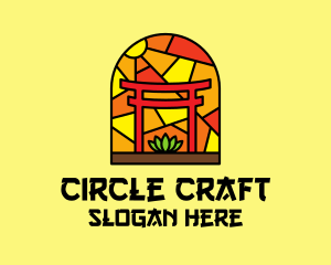 Stained Glass Shinto Shrine  logo design