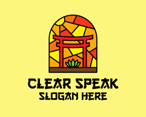 Stained Glass Shinto Shrine  logo design