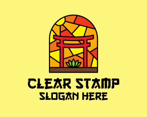 Stained Glass Shinto Shrine  logo design