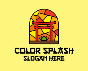 Stained Glass Shinto Shrine  logo design