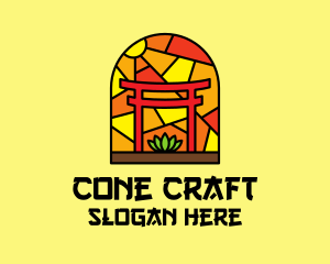 Stained Glass Shinto Shrine  logo design