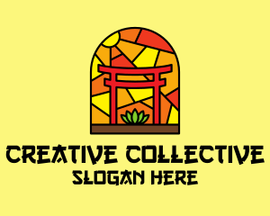 Stained Glass Shinto Shrine  logo design