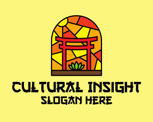 Stained Glass Shinto Shrine  logo design