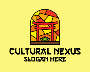 Culture - Stained Glass Shinto Shrine logo design