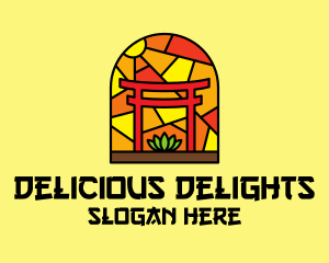 Stained Glass Shinto Shrine  logo design