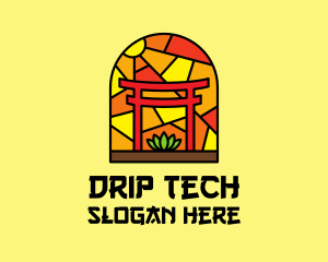 Stained Glass Shinto Shrine  logo design