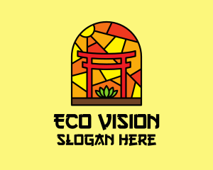 Stained Glass Shinto Shrine  logo design